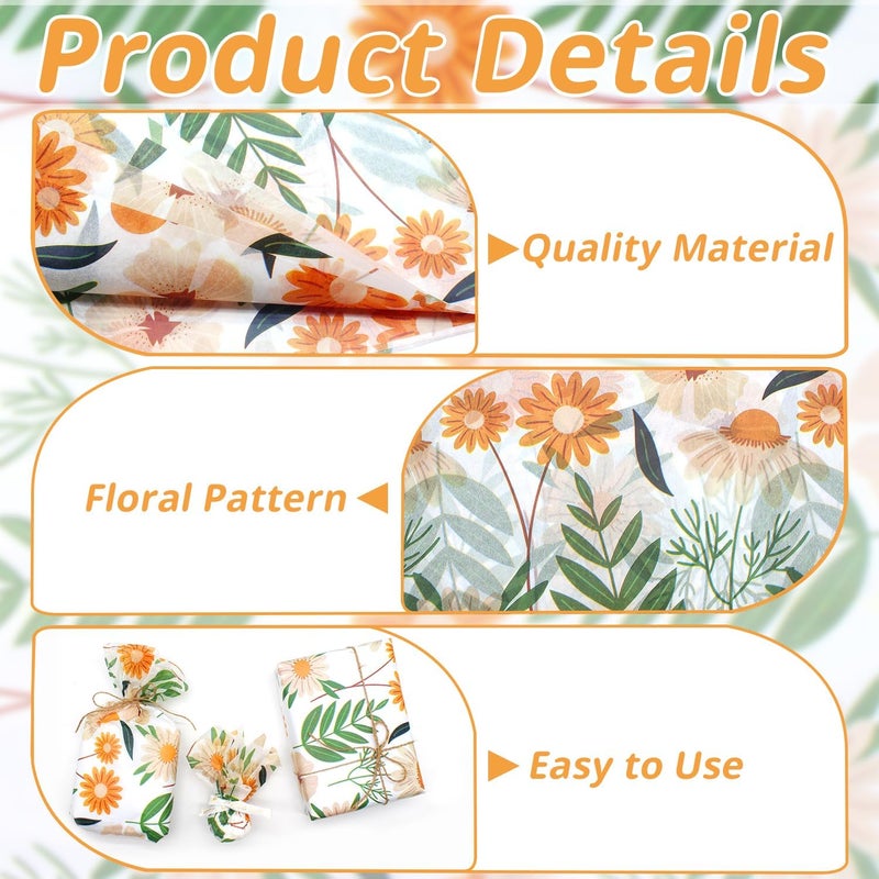 Benvo 20 Sheets Floral Print Tissue Paper 20 inch x 29 inch Decoupage Paper Decorative Tissue Gift Wrapping for DIY Art Craft Spring Wedding Birthday Baby Shower(Style G) - Image 3